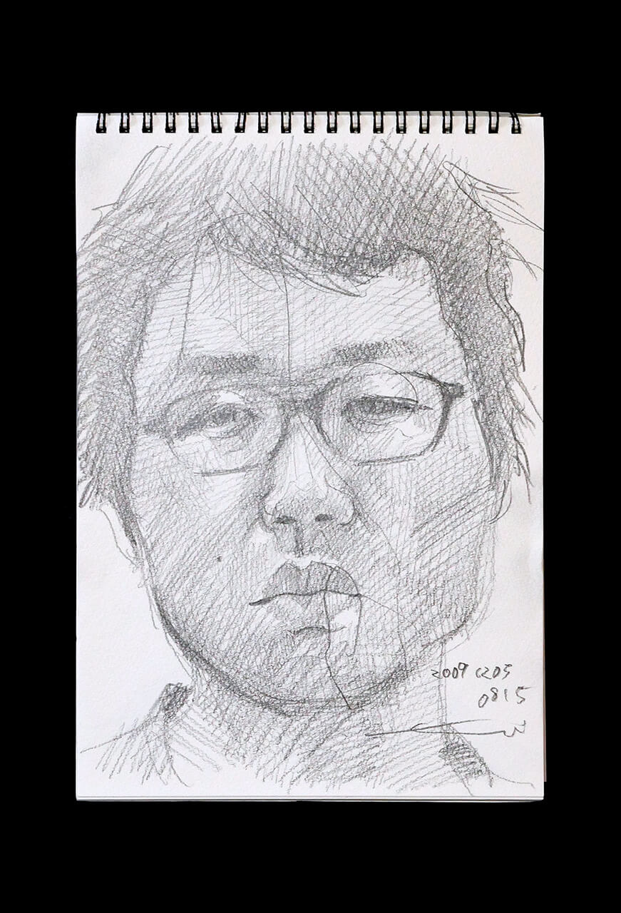 Contemporary artist SHINTAKU Tomoni's 2009/12/5 Self-portrait or pencil drawing