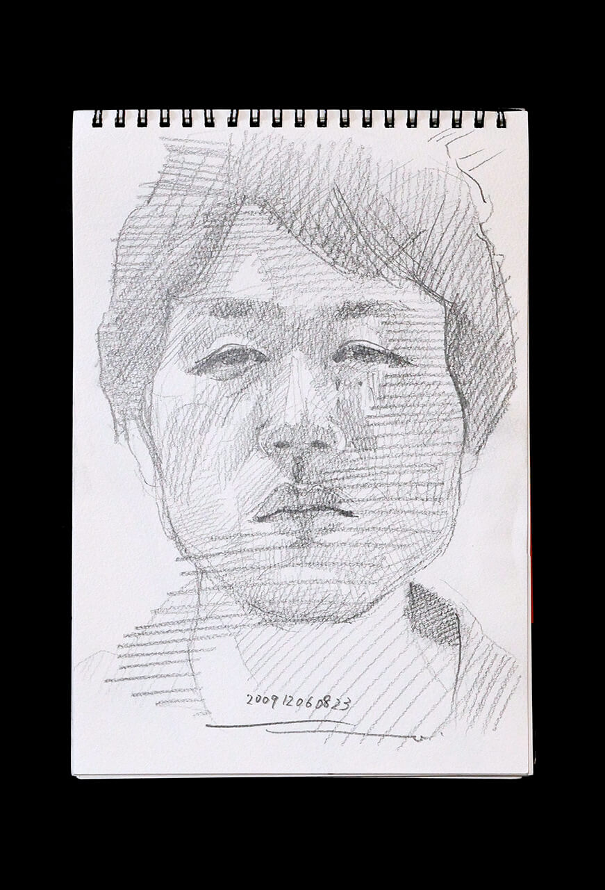 Contemporary artist SHINTAKU Tomoni's 2009/12/6 Self-portrait or pencil drawing