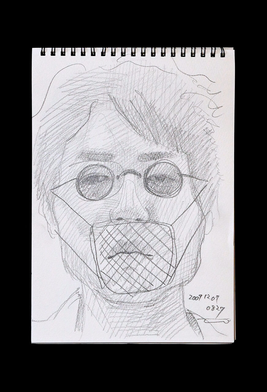 Contemporary artist SHINTAKU Tomoni's 2009/12/7 Self-portrait or pencil drawing