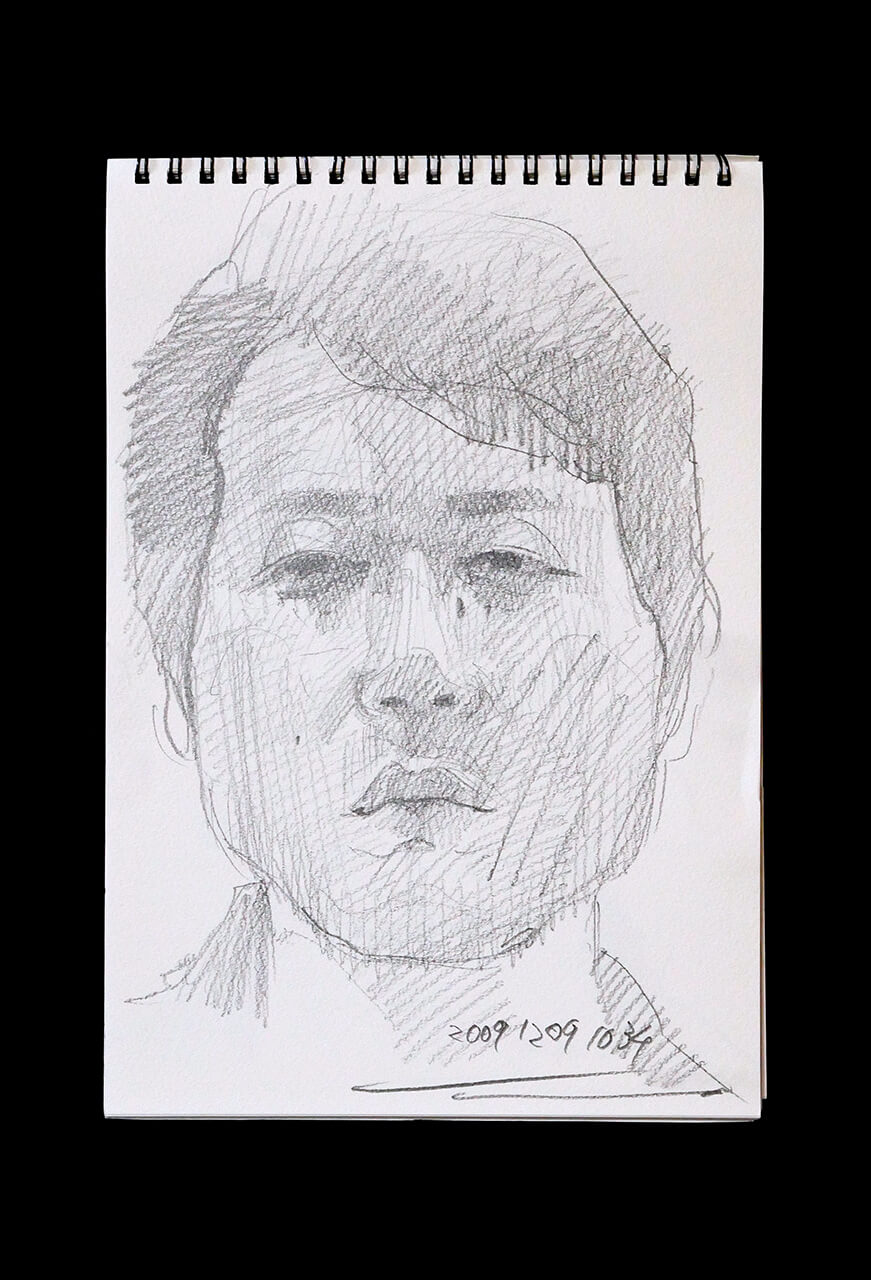 Contemporary artist SHINTAKU Tomoni's 2009/12/9 Self-portrait or pencil drawing