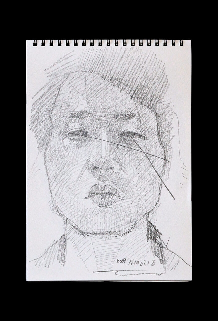 Contemporary artist SHINTAKU Tomoni's 2009/12/10 Self-portrait or pencil drawing