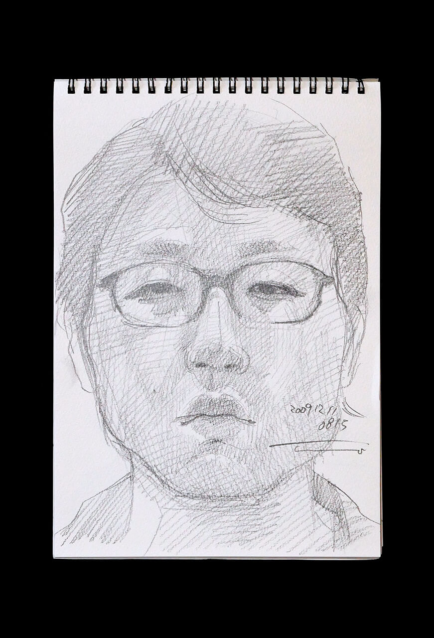 Contemporary artist SHINTAKU Tomoni's 2009/12/11 Self-portrait or pencil drawing