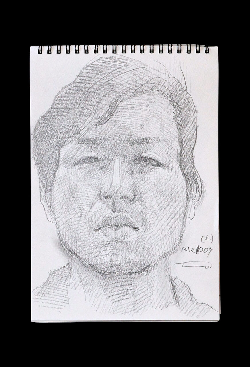 Contemporary artist SHINTAKU Tomoni's 2009/12/12 Self-portrait or pencil drawing