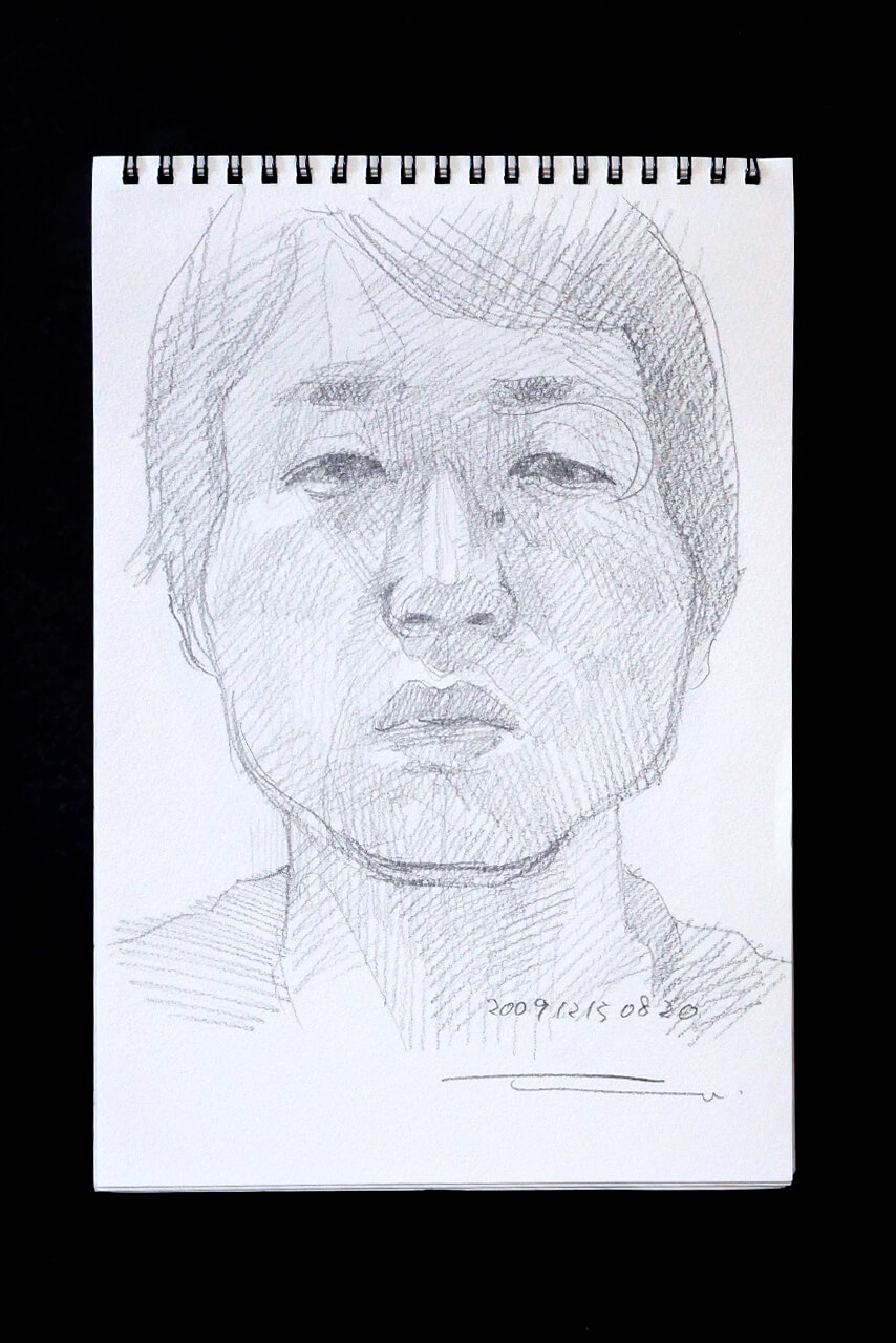 Contemporary artist SHINTAKU Tomoni's 2009/12/15 Self-portrait or pencil drawing