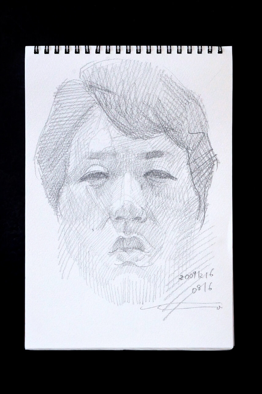 Contemporary artist SHINTAKU Tomoni's 2009/12/16 Self-portrait or pencil drawing