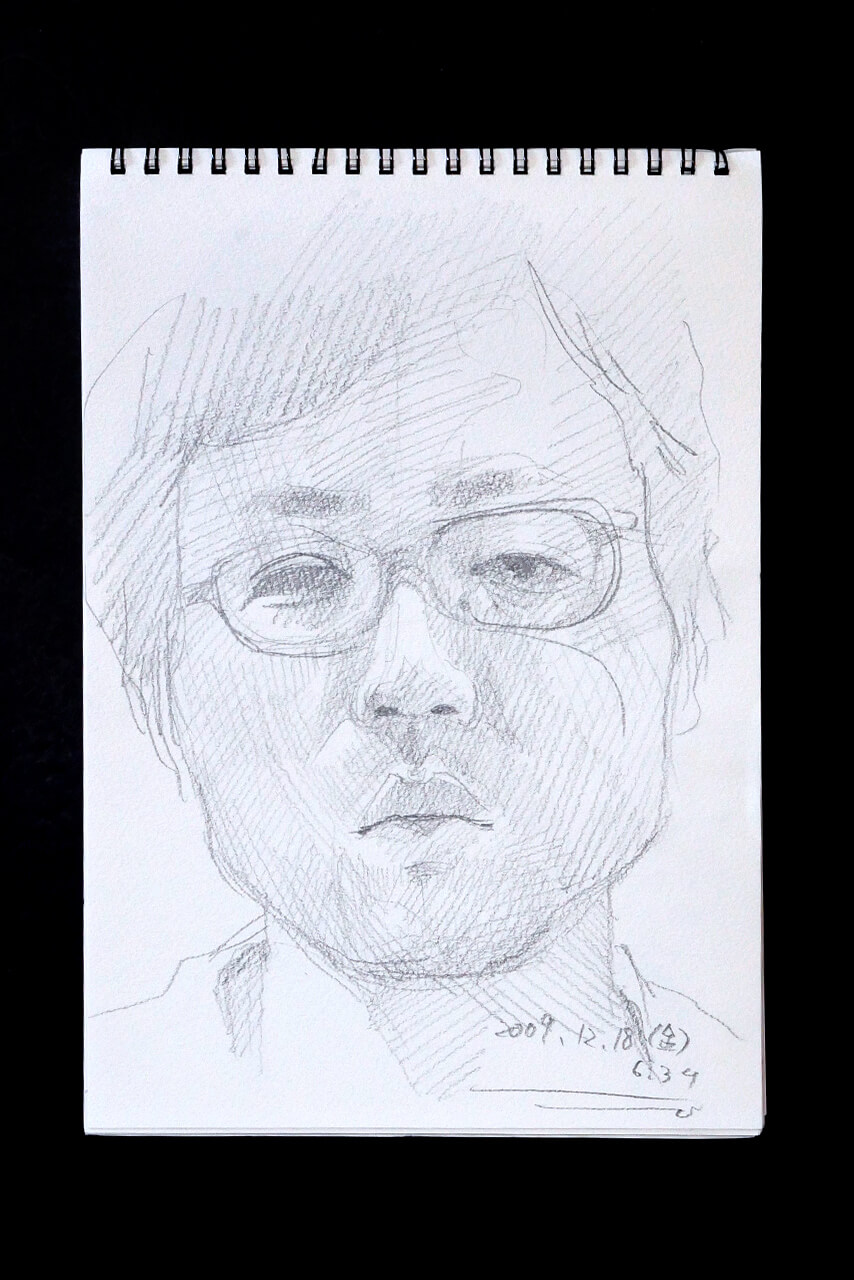 Contemporary artist SHINTAKU Tomoni's 2009/12/18 Self-portrait or pencil drawing