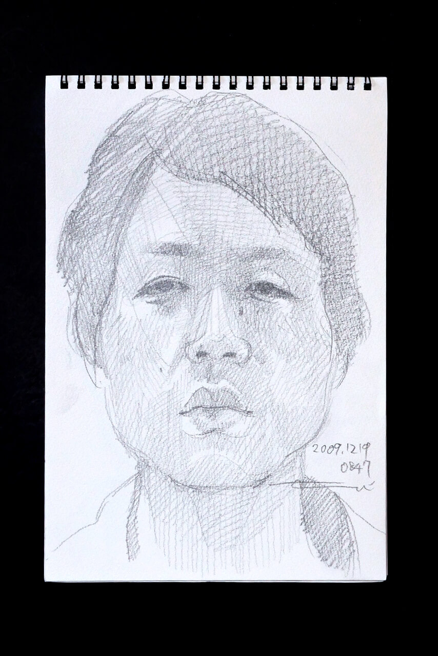 Contemporary artist SHINTAKU Tomoni's 2009/12/19 Self-portrait or pencil drawing