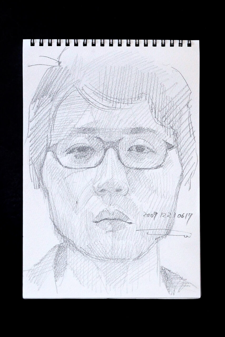 Contemporary artist SHINTAKU Tomoni's 2009/12/21 Self-portrait or pencil drawing