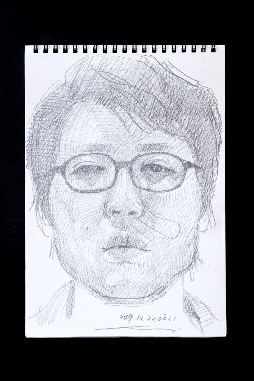 Contemporary artist SHINTAKU Tomoni's 2009/12/22 Self-portrait or pencil drawing