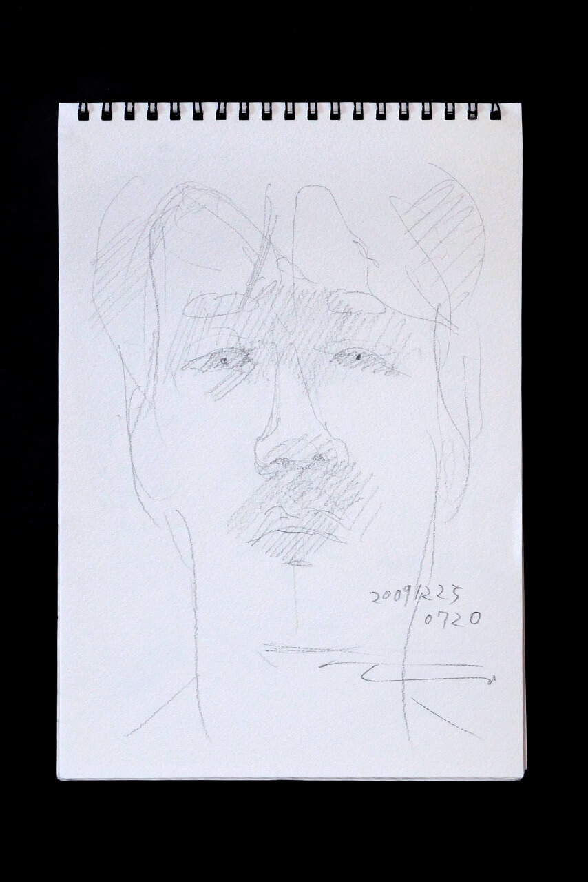 Contemporary artist SHINTAKU Tomoni's 2009/12/25 Self-portrait or pencil drawing
