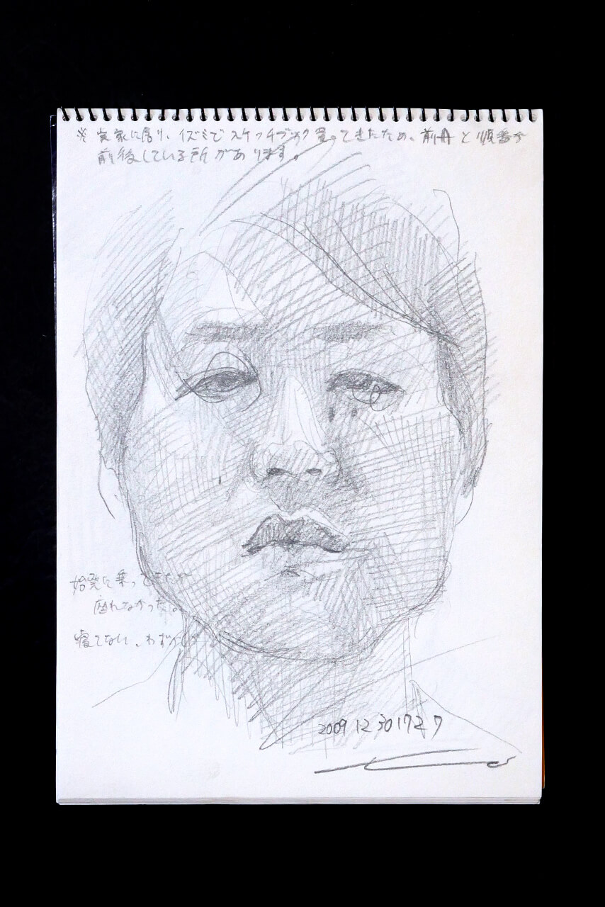 Contemporary artist SHINTAKU Tomoni's 2009/12/30 Self-portrait or pencil drawing