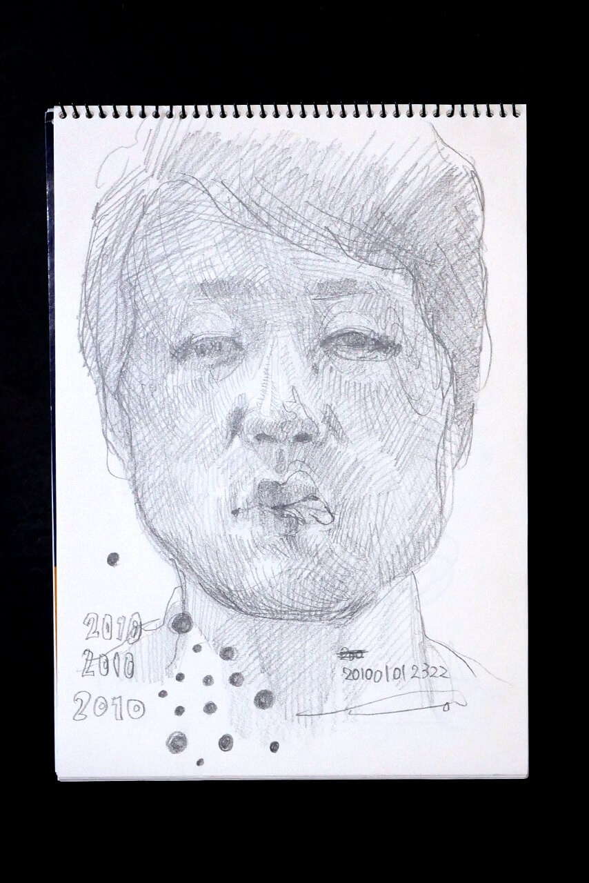 Contemporary artist SHINTAKU Tomoni's 2010/1/1 Self-portrait or pencil drawing