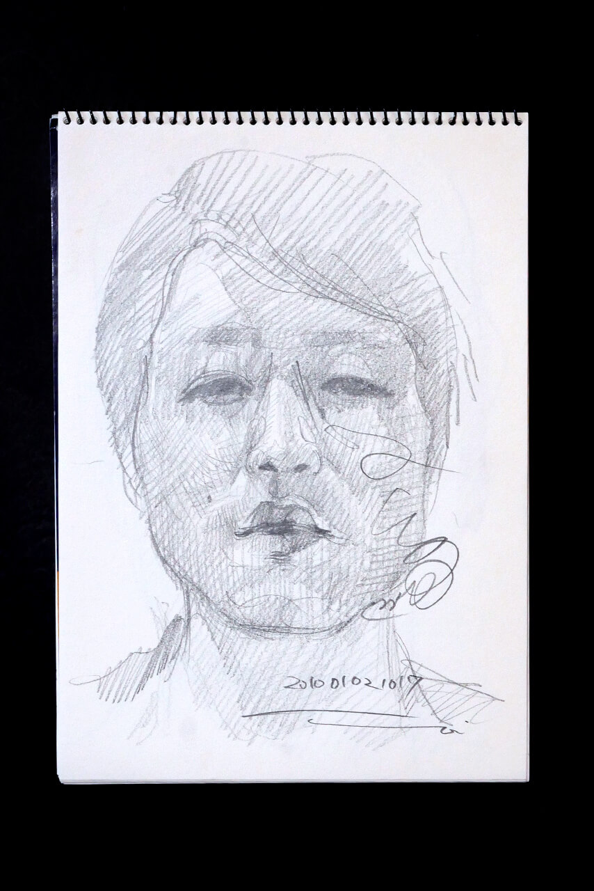 Contemporary artist SHINTAKU Tomoni's 2010/1/2 Self-portrait or pencil drawing