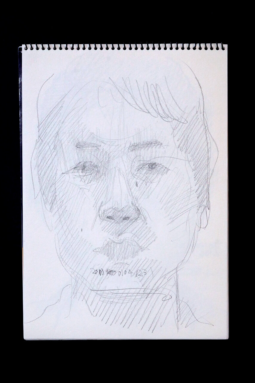 Contemporary artist SHINTAKU Tomoni's 2010/1/4 Self-portrait or pencil drawing