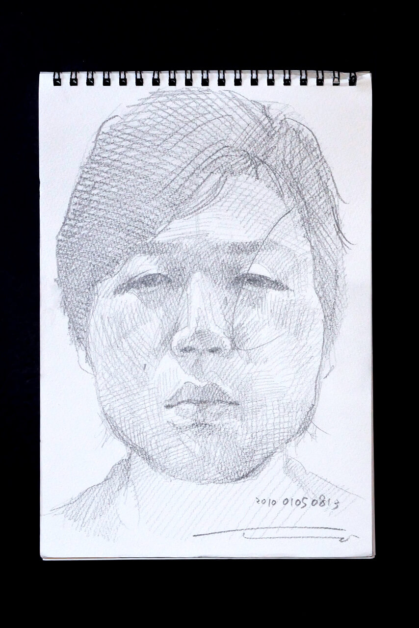 Contemporary artist SHINTAKU Tomoni's 2010/1/5 Self-portrait or pencil drawing