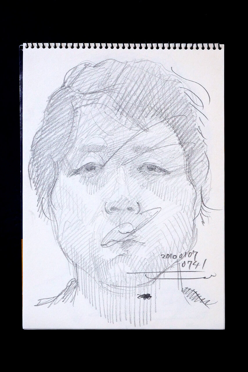 Contemporary artist SHINTAKU Tomoni's 2010/1/7 Self-portrait or pencil drawing