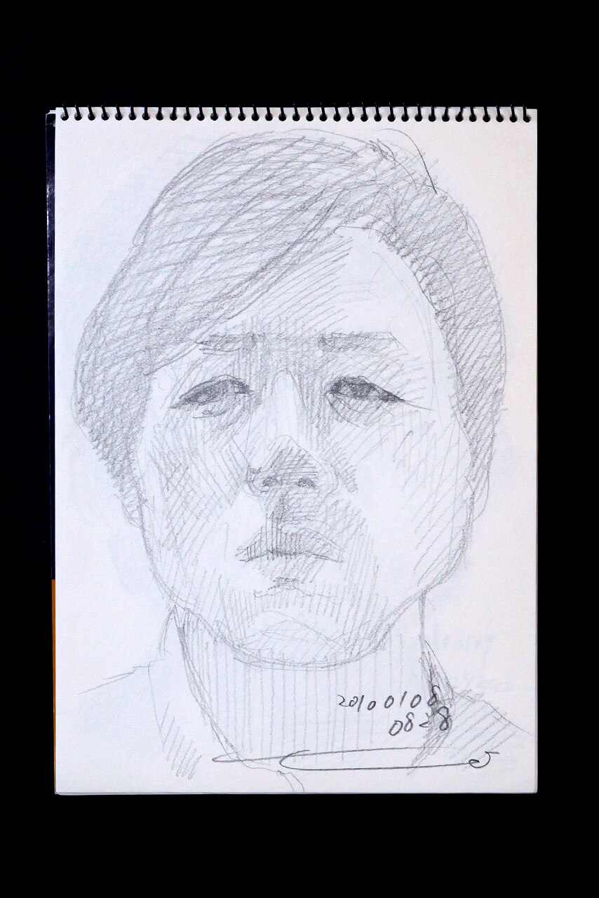 Contemporary artist SHINTAKU Tomoni's 2010/1/8 Self-portrait or pencil drawing