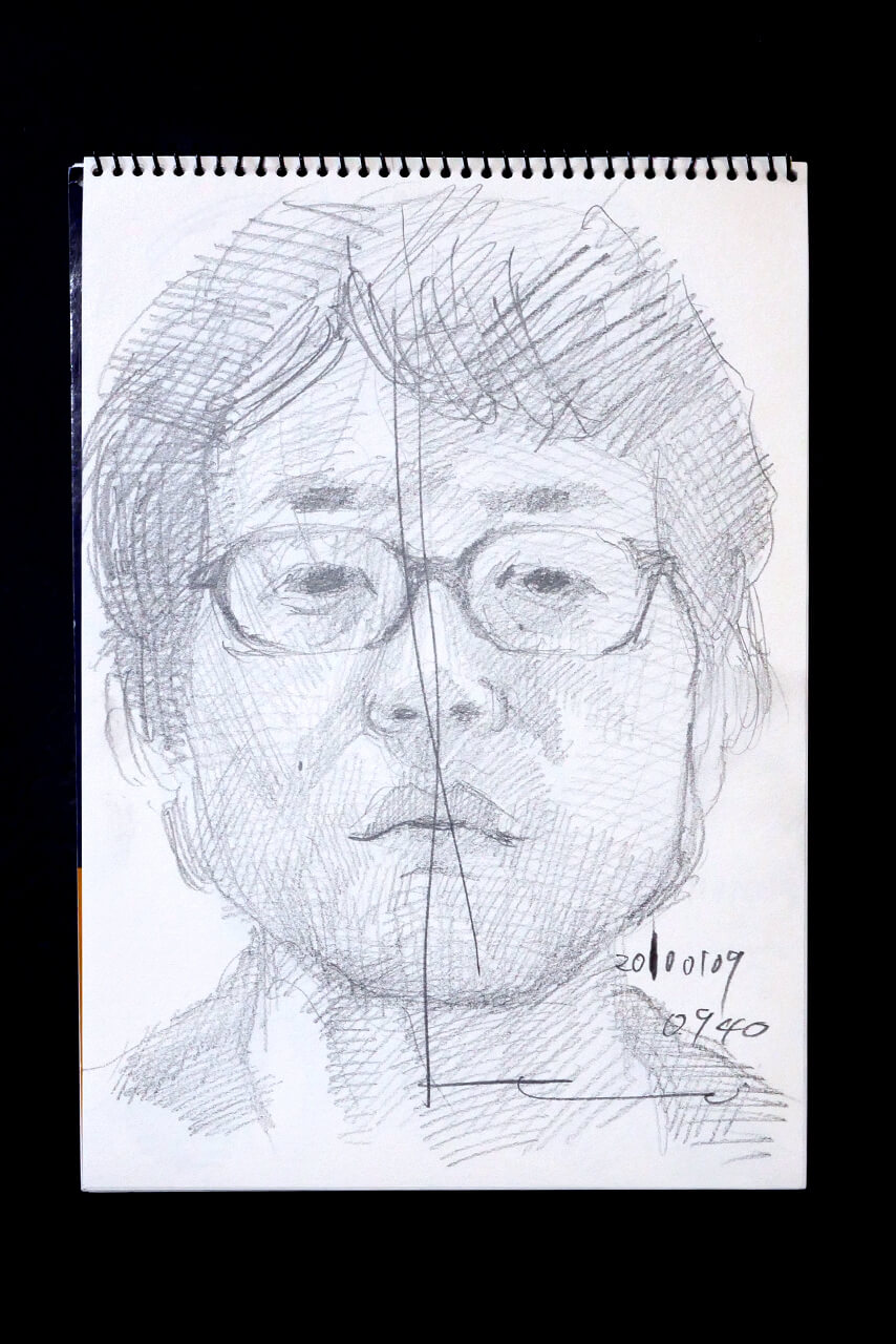 Contemporary artist SHINTAKU Tomoni's 2010/1/9 Self-portrait or pencil drawing