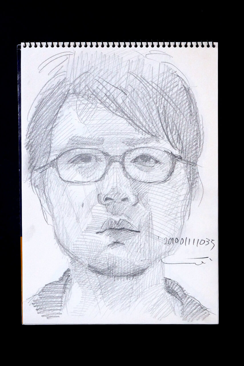 Contemporary artist SHINTAKU Tomoni's 2010/1/11 Self-portrait or pencil drawing