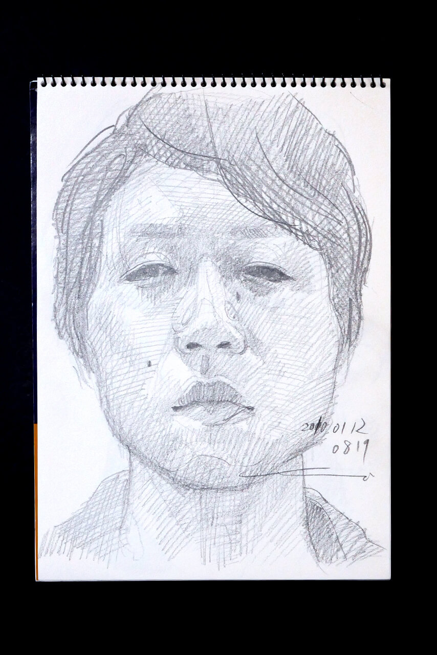 Contemporary artist SHINTAKU Tomoni's 2010/1/12 Self-portrait or pencil drawing