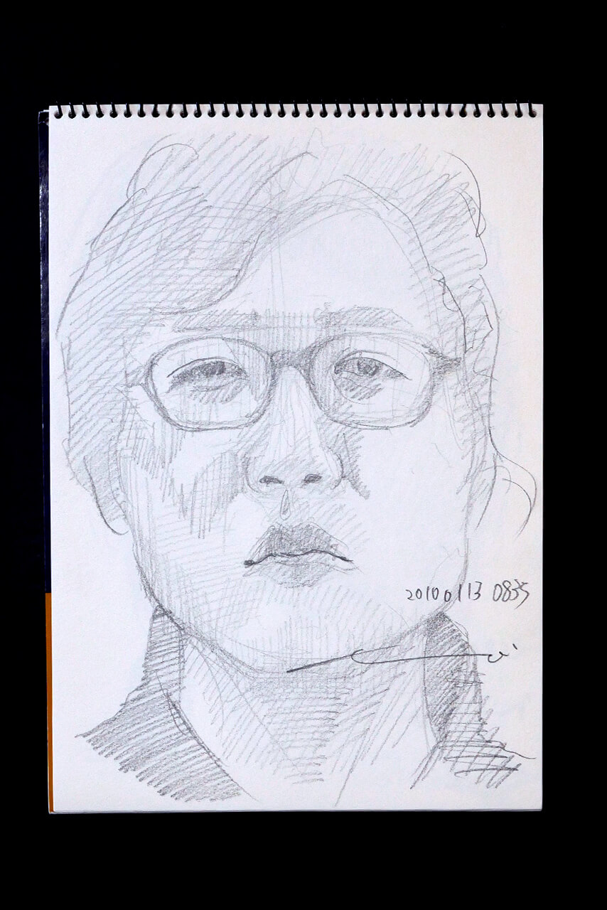 Contemporary artist SHINTAKU Tomoni's 2010/1/13 Self-portrait or pencil drawing