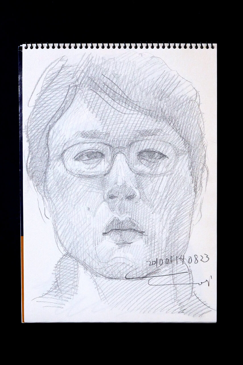 Contemporary artist SHINTAKU Tomoni's 2010/1/14 Self-portrait or pencil drawing