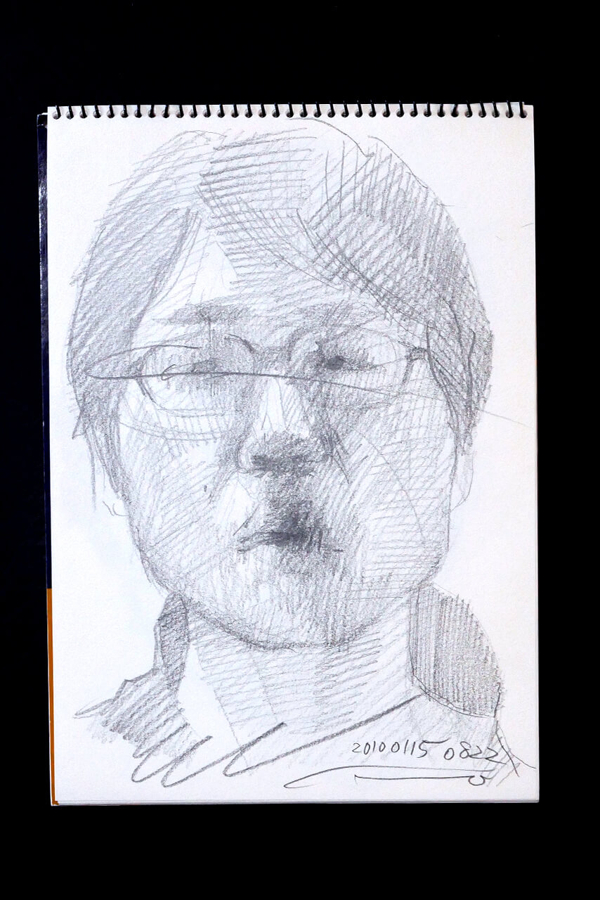 Contemporary artist SHINTAKU Tomoni's 2010/1/15 Self-portrait or pencil drawing