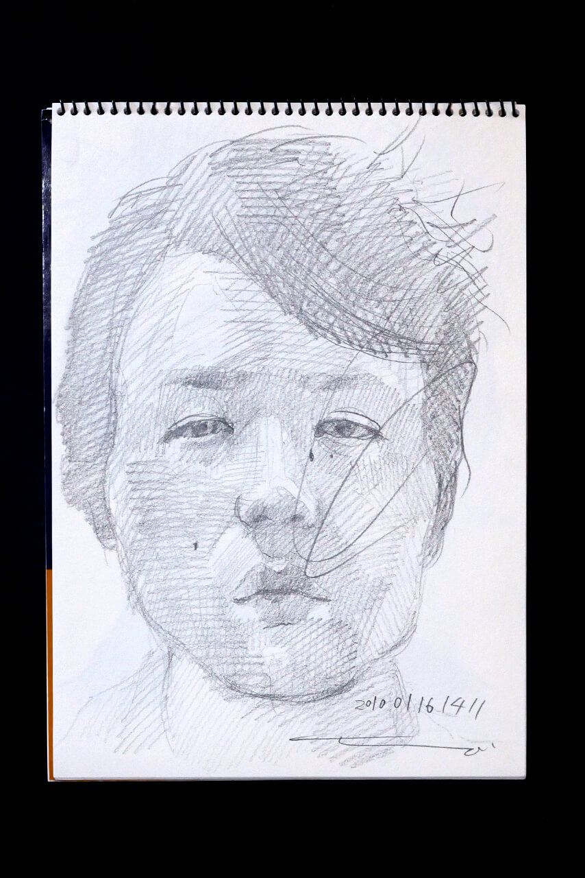 Contemporary artist SHINTAKU Tomoni's 2010/1/16 Self-portrait or pencil drawing