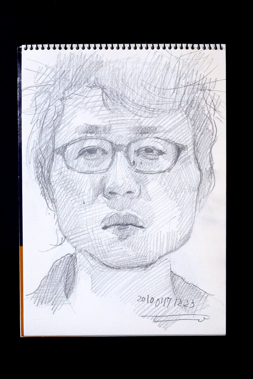 Contemporary artist SHINTAKU Tomoni's 2010/1/17 Self-portrait or pencil drawing
