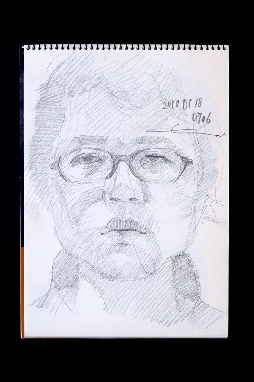 Contemporary artist SHINTAKU Tomoni's 2010/1/18 Self-portrait or pencil drawing