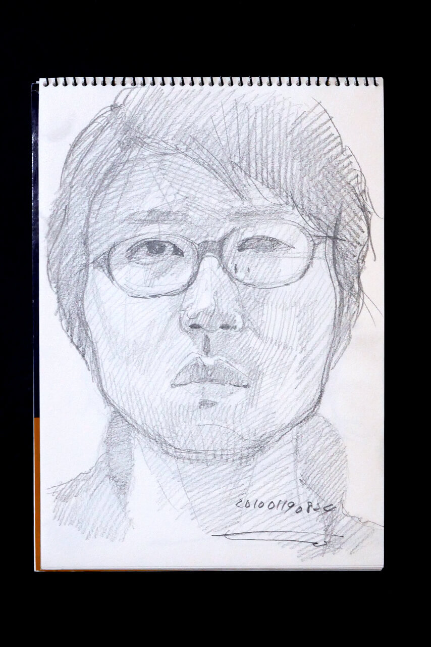 Contemporary artist SHINTAKU Tomoni's 2010/1/19 Self-portrait or pencil drawing