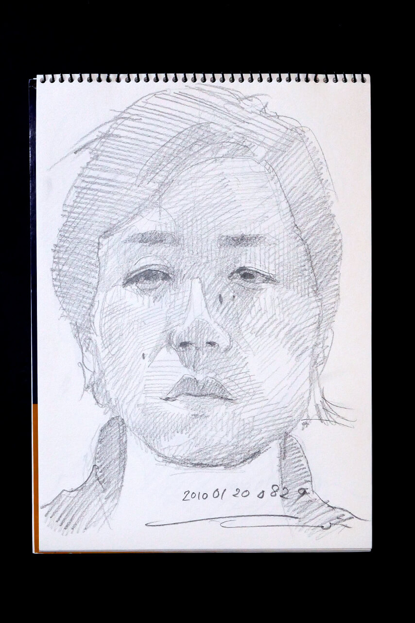 Contemporary artist SHINTAKU Tomoni's 2010/1/20 Self-portrait or pencil drawing