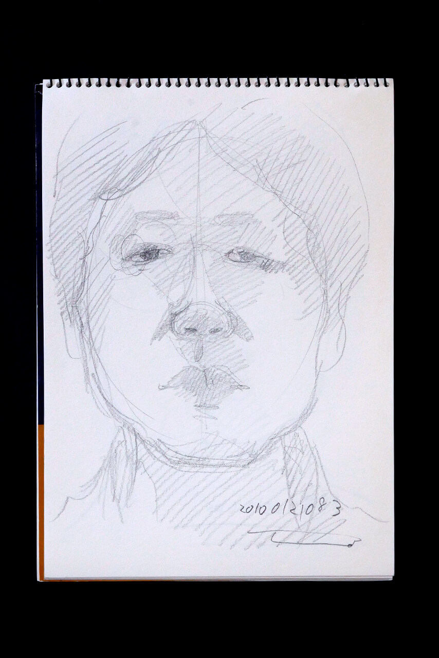 Contemporary artist SHINTAKU Tomoni's 2010/1/21 Self-portrait or pencil drawing