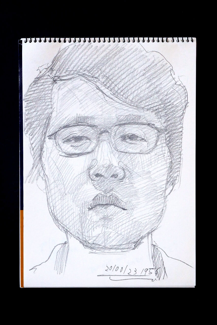 Contemporary artist SHINTAKU Tomoni's 2010/1/23 Self-portrait or pencil drawing