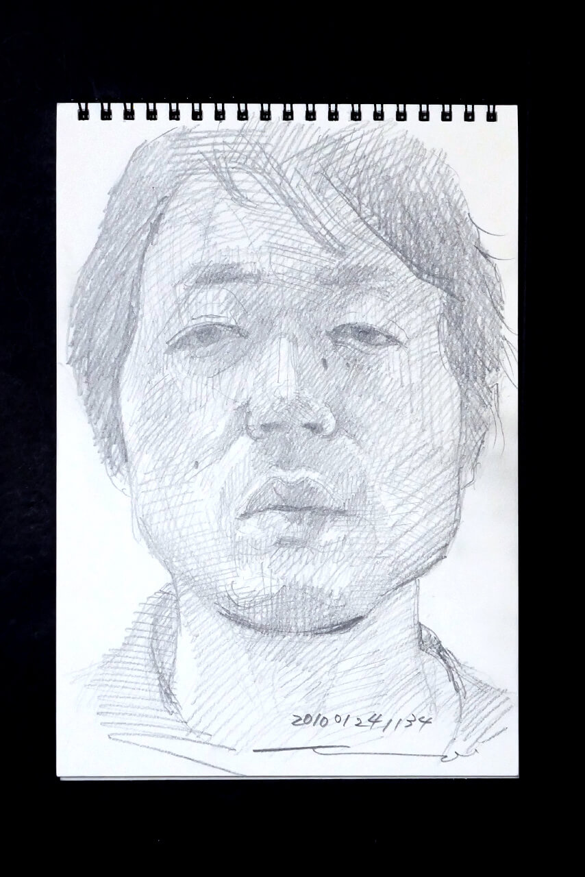 Contemporary artist SHINTAKU Tomoni's 2010/1/24 Self-portrait or pencil drawing