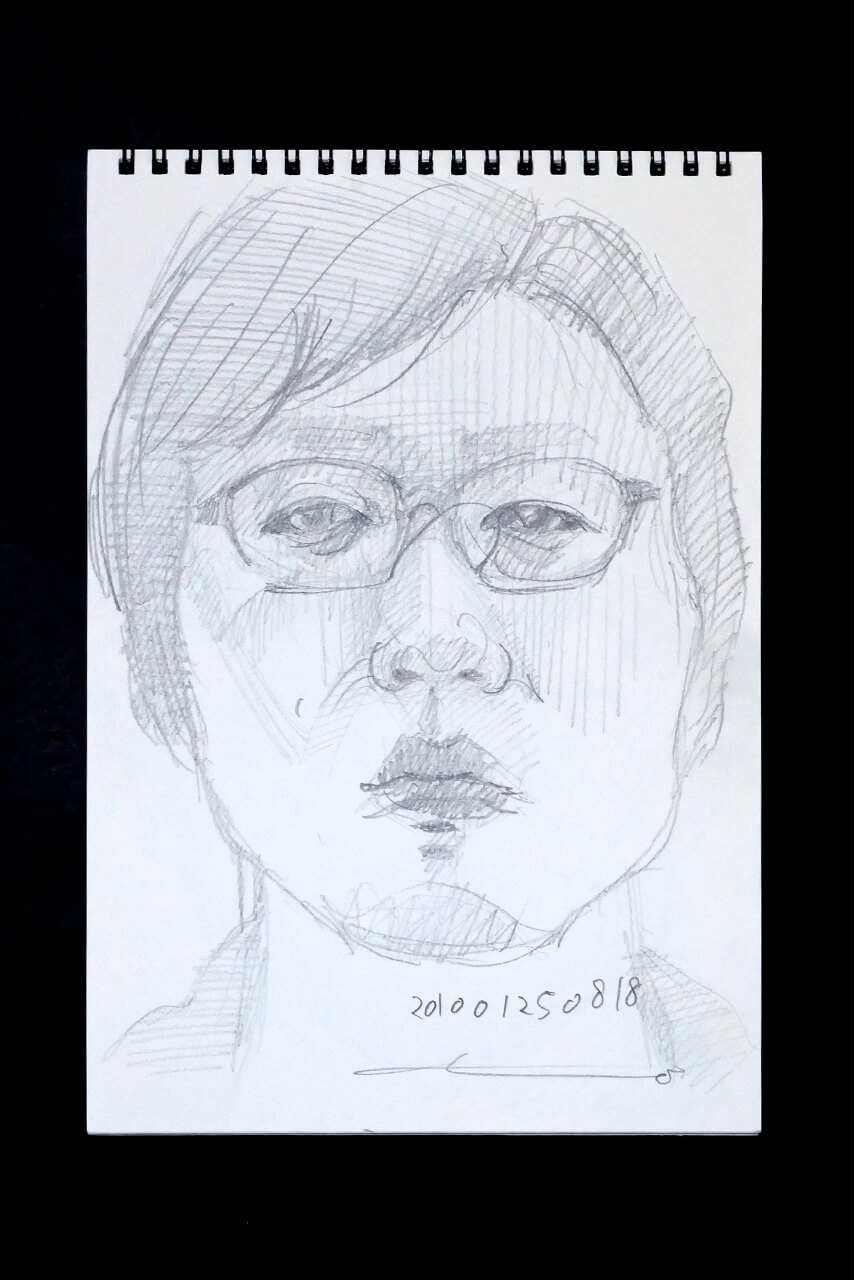 Contemporary artist SHINTAKU Tomoni's 2010/1/25 Self-portrait or pencil drawing