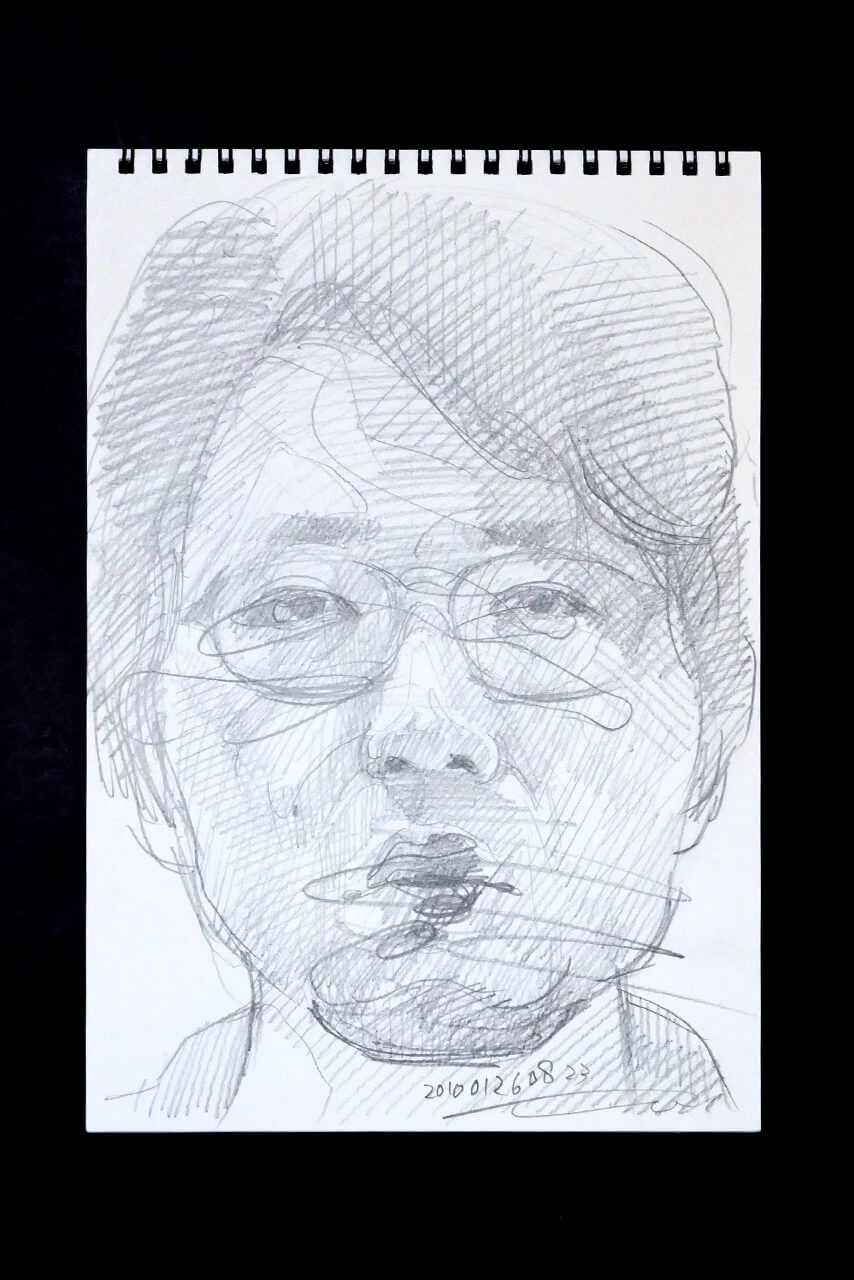 Contemporary artist SHINTAKU Tomoni's 2010/1/26 Self-portrait or pencil drawing