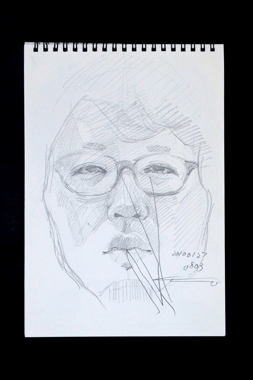 Contemporary artist SHINTAKU Tomoni's 2010/1/27 Self-portrait or pencil drawing