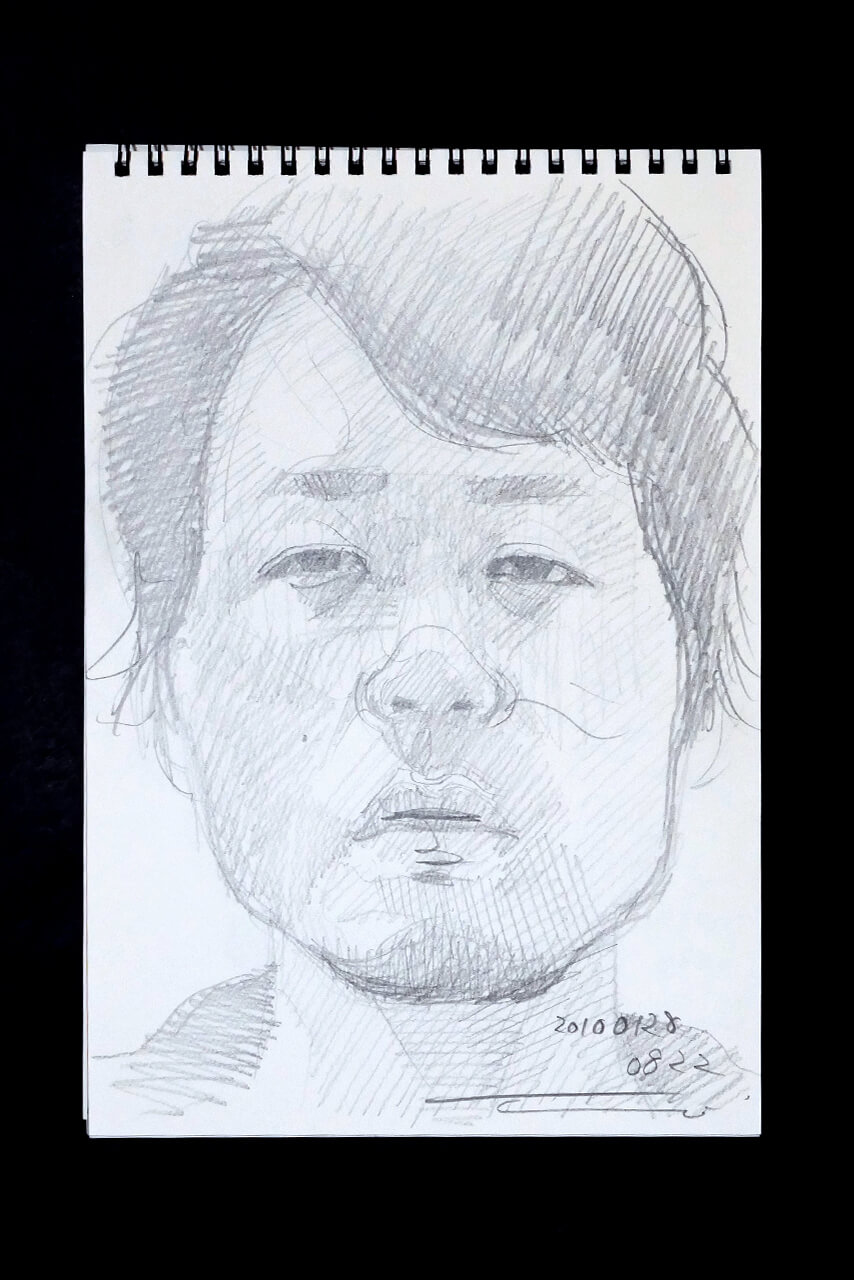 Contemporary artist SHINTAKU Tomoni's 2010/1/28 Self-portrait or pencil drawing