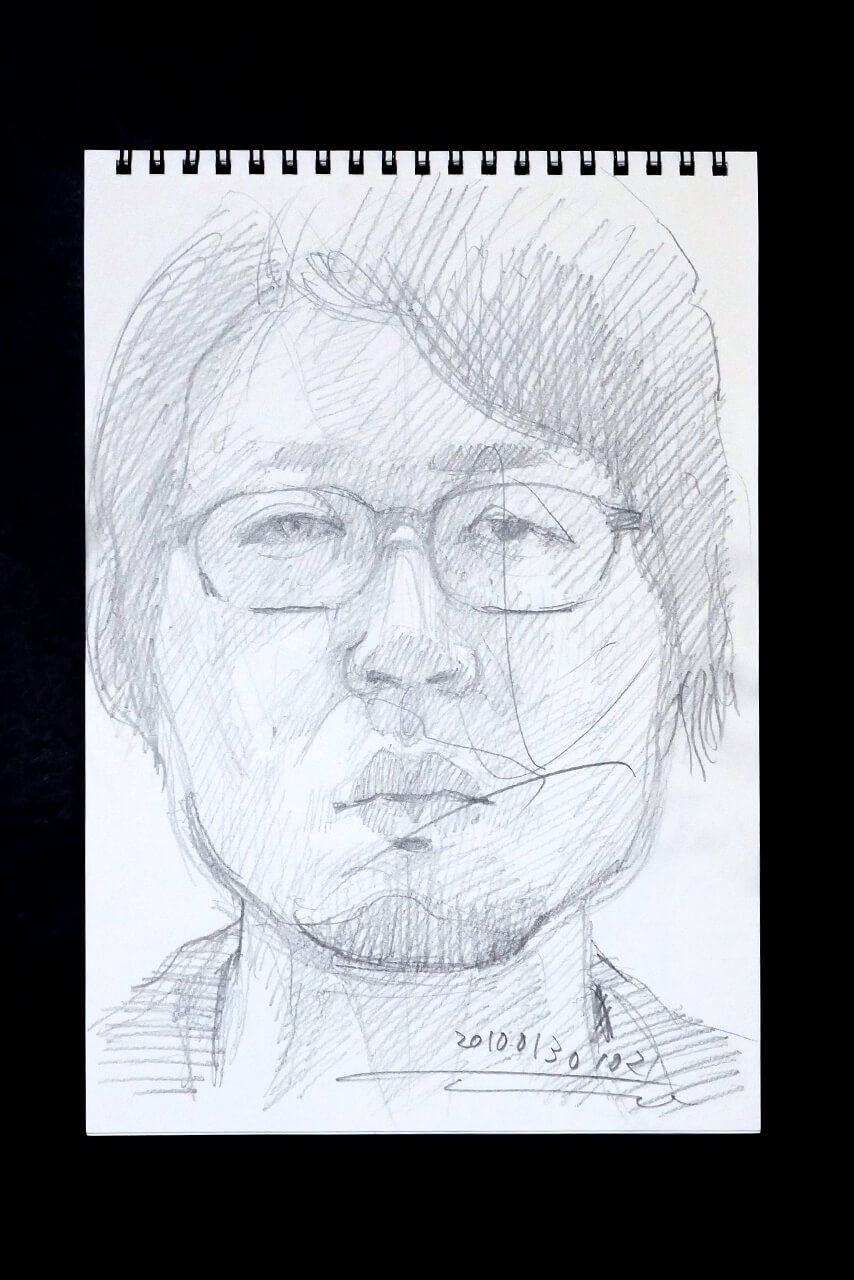 Contemporary artist SHINTAKU Tomoni's 2010/1/30 Self-portrait or pencil drawing
