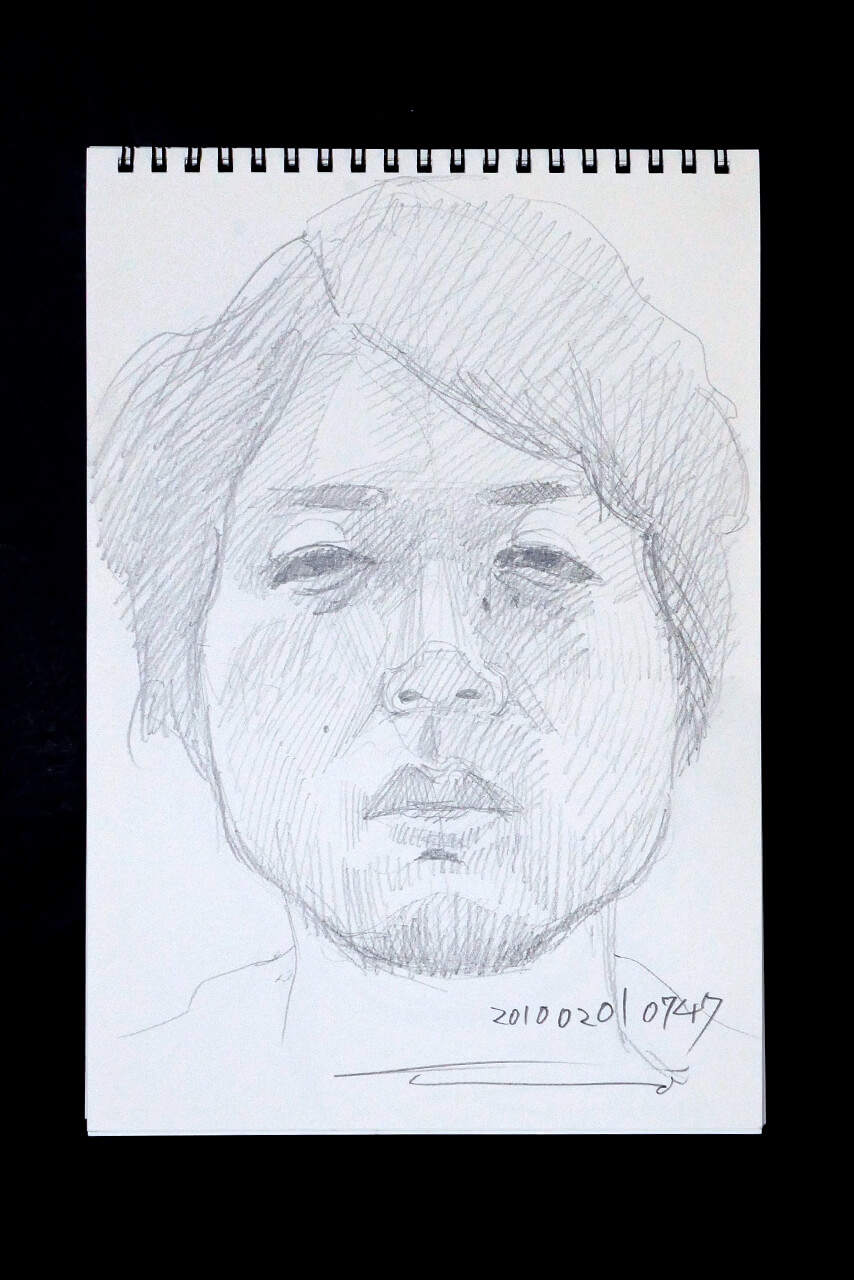 Contemporary artist SHINTAKU Tomoni's 2010/2/1 Self-portrait or pencil drawing