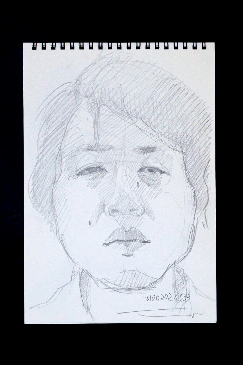 Contemporary artist SHINTAKU Tomoni's 2010/2/2 Self-portrait or pencil drawing