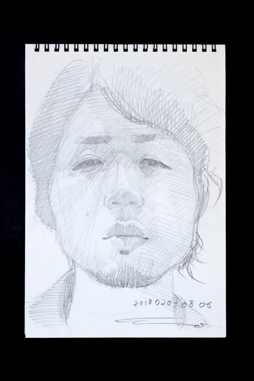 Contemporary artist SHINTAKU Tomoni's 2010/2/3 Self-portrait or pencil drawing
