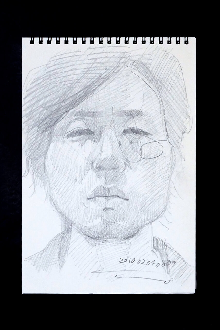 Contemporary artist SHINTAKU Tomoni's 2010/2/4 Self-portrait or pencil drawing