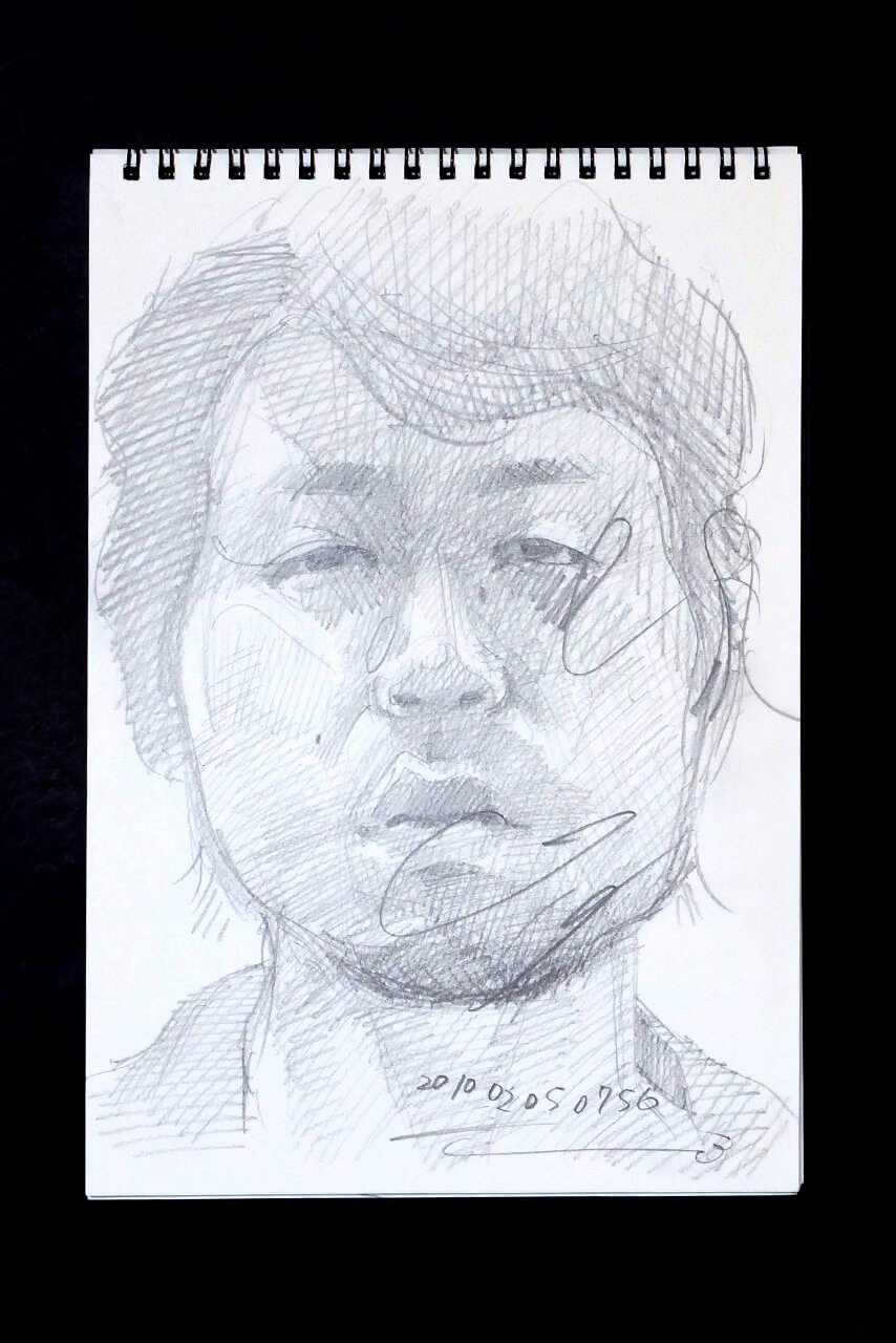 Contemporary artist SHINTAKU Tomoni's 2010/2/5 Self-portrait or pencil drawing