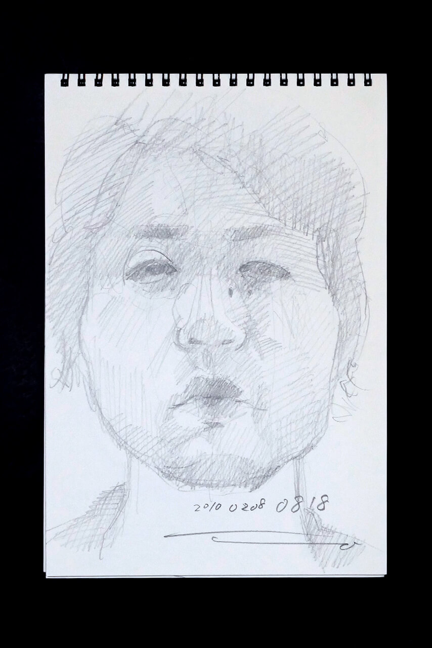 Contemporary artist SHINTAKU Tomoni's 2010/2/8 Self-portrait or pencil drawing