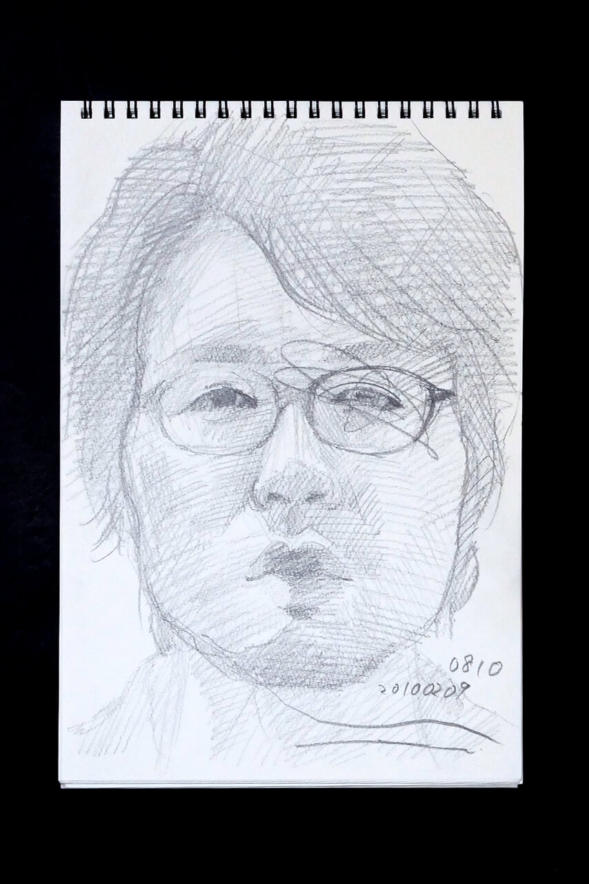 Contemporary artist SHINTAKU Tomoni's 2010/2/9 Self-portrait or pencil drawing