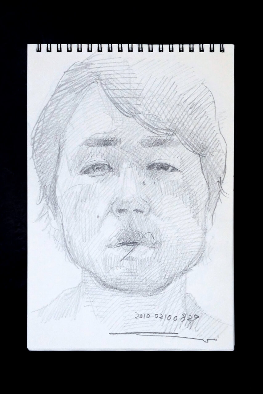 Contemporary artist SHINTAKU Tomoni's 2010/2/10 Self-portrait or pencil drawing