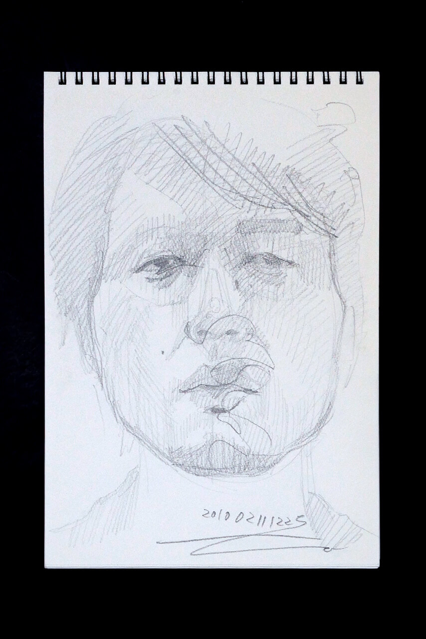 Contemporary artist SHINTAKU Tomoni's 2010/2/11 Self-portrait or pencil drawing