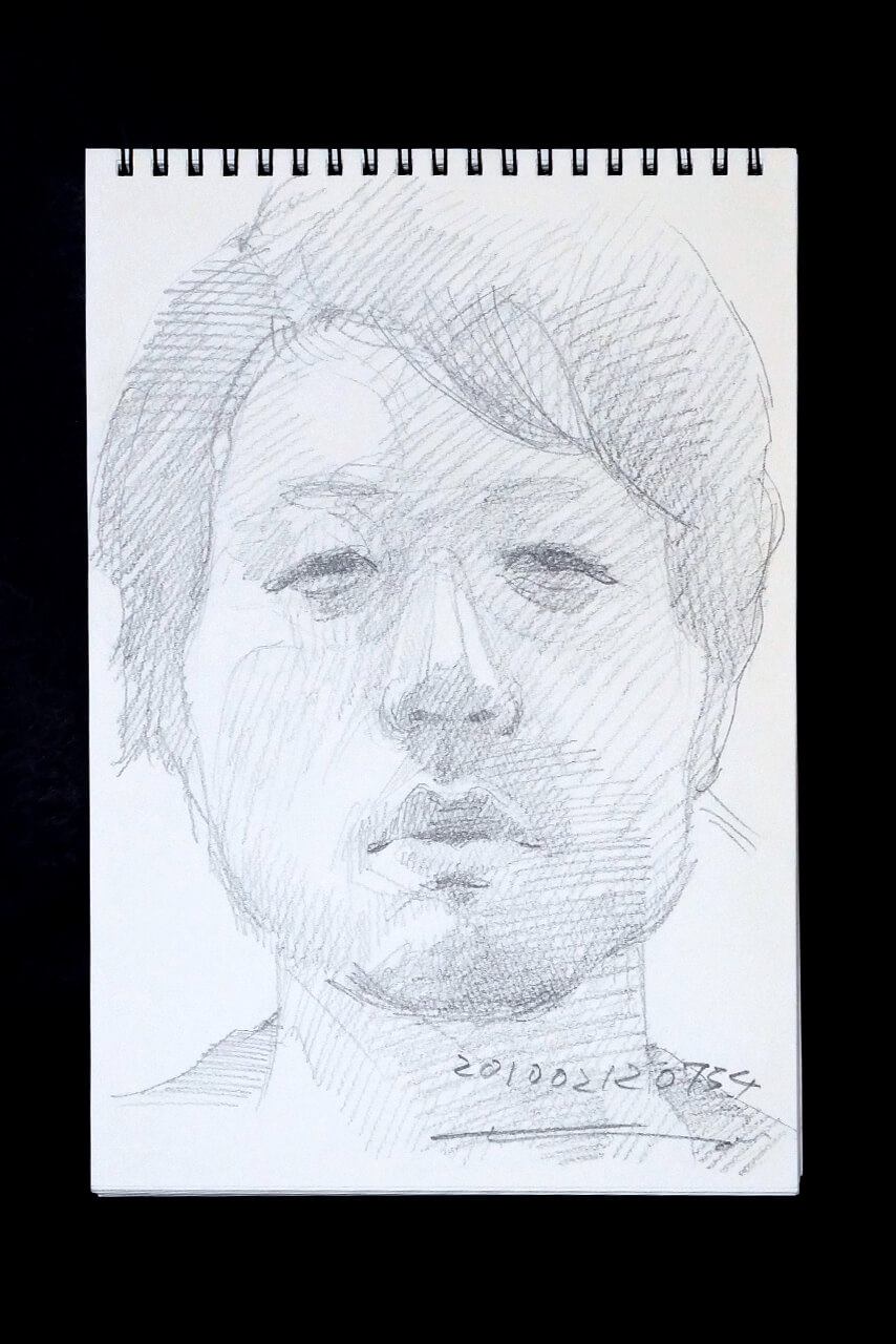Contemporary artist SHINTAKU Tomoni's 2010/2/12 Self-portrait or pencil drawing